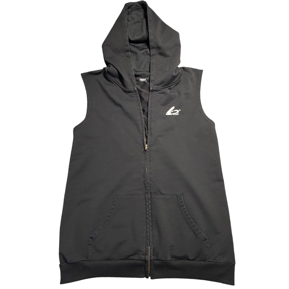 Womens's Sleeveless Full Zip Hoodie Black Size XL Gym Vestβ Tank Top Workout Gym